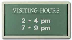 Visiting hours office sign with frame