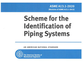 ASME A13.1 - 2020 PIPE MARKING SYSTEM regulations for pipe labeling asme a13 1 2020 cover page of regulation