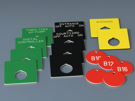 Engraved plastic lamp bezels engraving machine productivity engraving valve tags and lamp bezels and engraving blanks