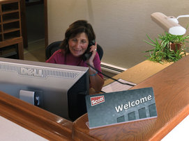 Real receptionist at Scott Machine Corp Walton NY high performance engravers friendly Scott Machine personnel