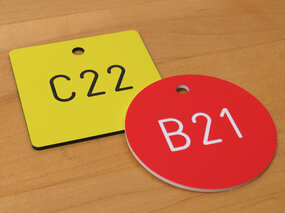 round and square engraved valve tags
